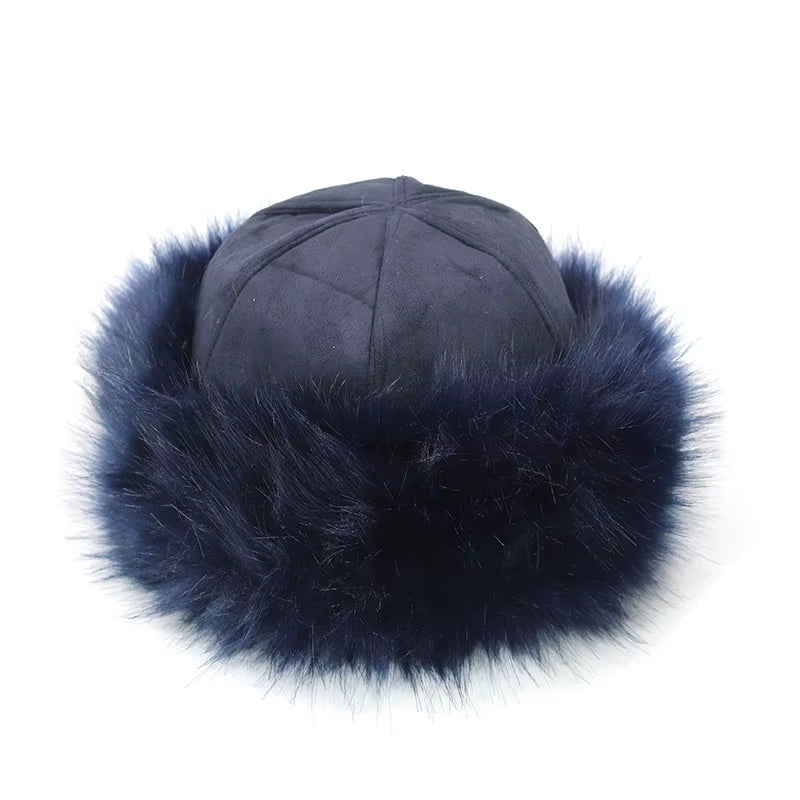 New Thick Warm Russian Hat Ladies Suede Bomber Hat Windproof Women Fur Hat Female Mongolia Cap Women Fox Fur Skullies Beanies