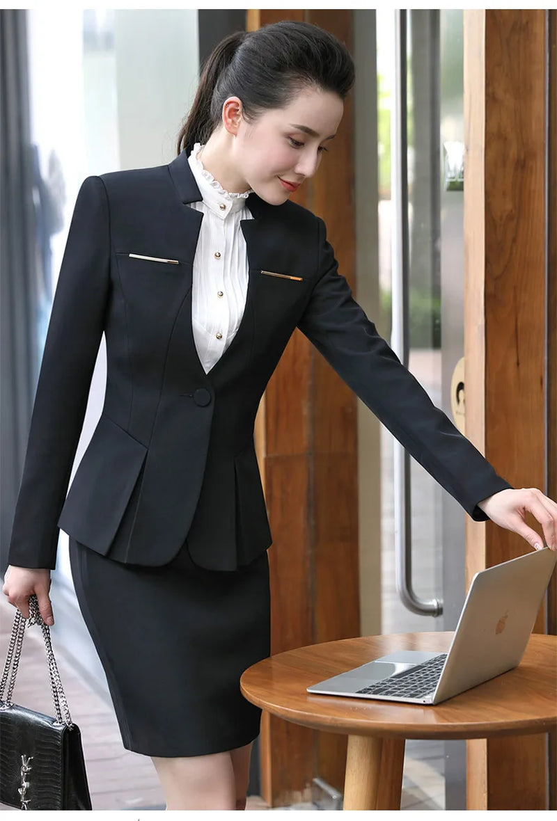 Women Formal Suits Office Lady Work Wear Uniform Design Autumn Winter Pants Blazer Set Fashion Clothes Jacket Suit Female 2023