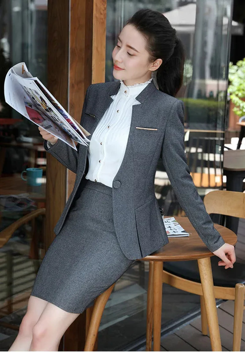 Women Formal Suits Office Lady Work Wear Uniform Design Autumn Winter Pants Blazer Set Fashion Clothes Jacket Suit Female 2023