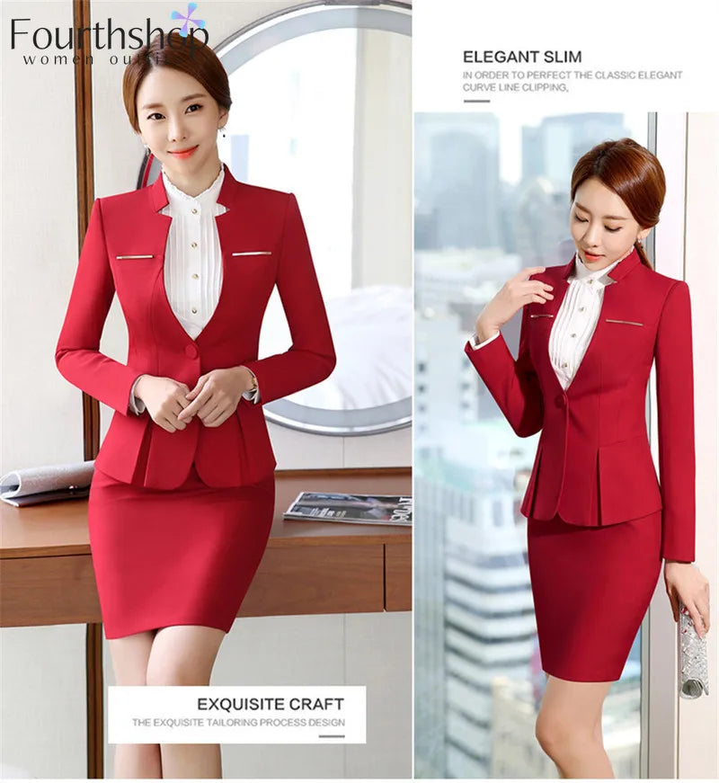 Women Formal Suits Office Lady Work Wear Uniform Design Autumn Winter Pants Blazer Set Fashion Clothes Jacket Suit Female 2023