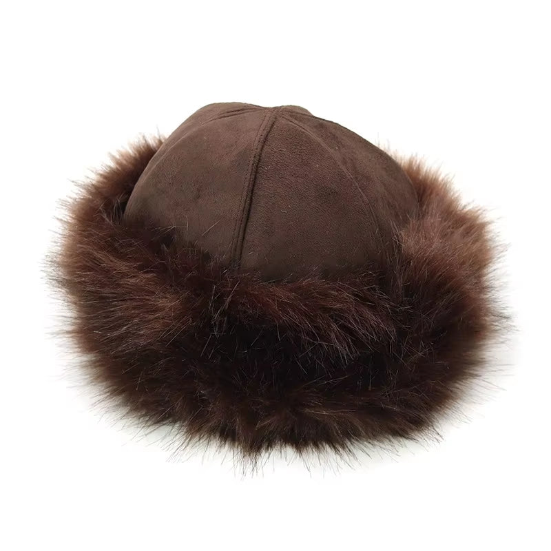 New Thick Warm Russian Hat Ladies Suede Bomber Hat Windproof Women Fur Hat Female Mongolia Cap Women Fox Fur Skullies Beanies