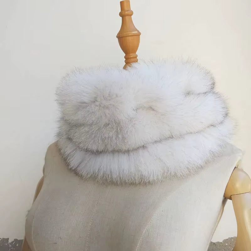 Fashion Winter Real Fox Fur Snood Scarf Women Genuine Fur round Scarves 2025 Hot Sale Ladies Scarfs Warm Neck Warmer Endness