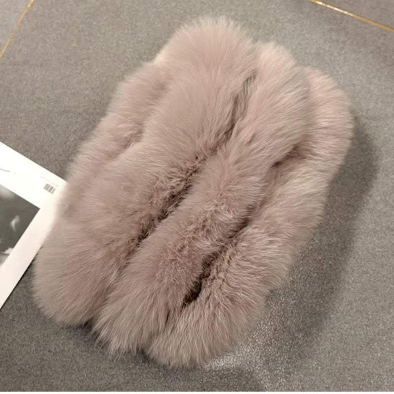 Fashion Winter Real Fox Fur Snood Scarf Women Genuine Fur round Scarves 2025 Hot Sale Ladies Scarfs Warm Neck Warmer Endness