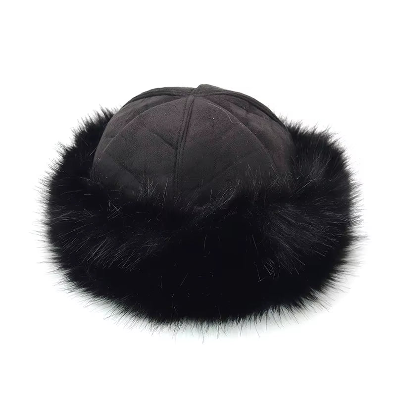 New Thick Warm Russian Hat Ladies Suede Bomber Hat Windproof Women Fur Hat Female Mongolia Cap Women Fox Fur Skullies Beanies
