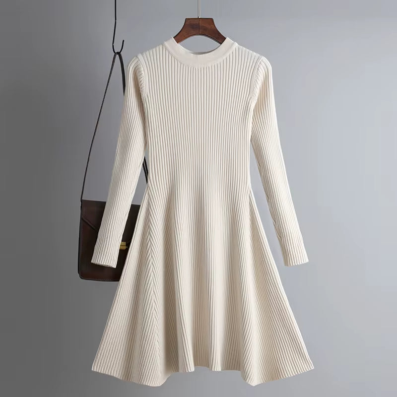 HLBCBG Basic Autumn Winter Short Aline Thick Sweater Dress Elegant Knit Dress Women Slim Mini Dress Female Chic Knit Sexy Dress