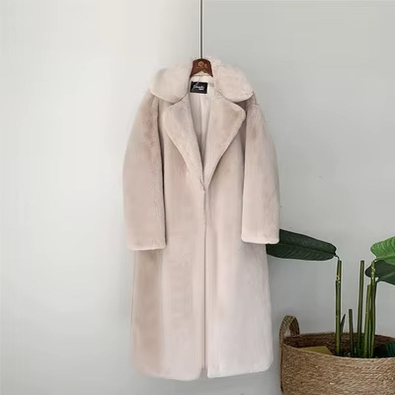 New Elegant Long Winter Faux Fur Coat Women Fashion Plush Fur Coats Loose High Quality Thick Warm Winter Fur Overcoat