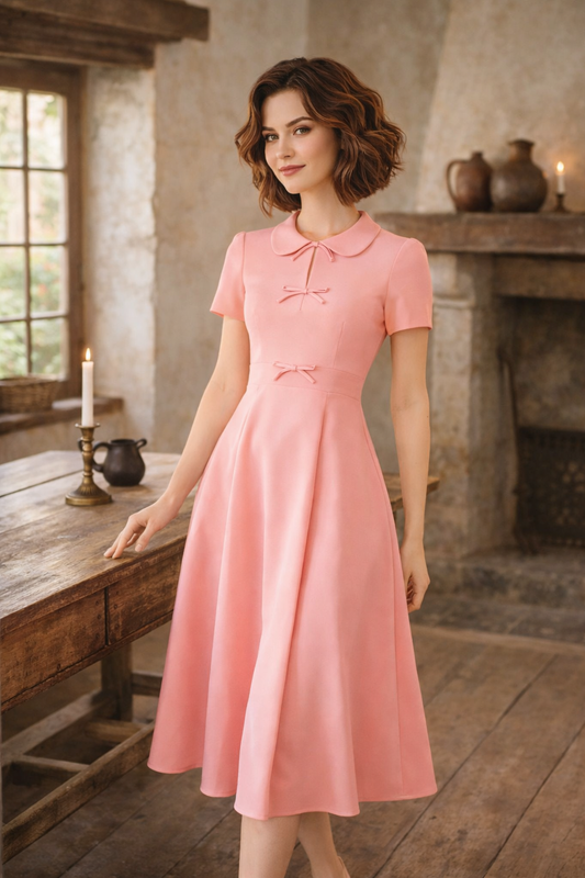 Vestido elegante azul con manga globo para el verano