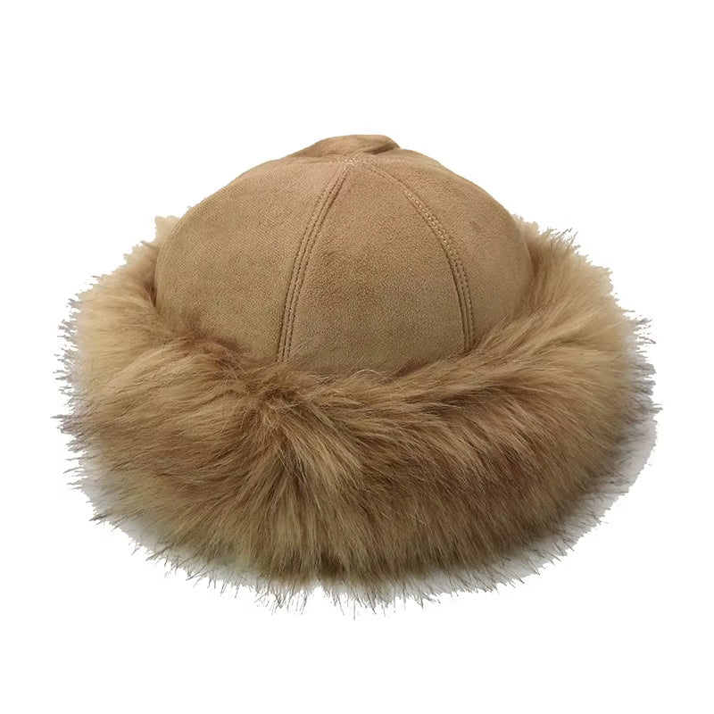 New Thick Warm Russian Hat Ladies Suede Bomber Hat Windproof Women Fur Hat Female Mongolia Cap Women Fox Fur Skullies Beanies