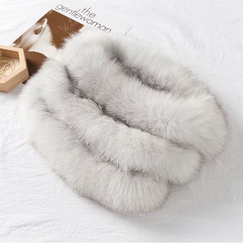 Fashion Winter Real Fox Fur Snood Scarf Women Genuine Fur round Scarves 2025 Hot Sale Ladies Scarfs Warm Neck Warmer Endness