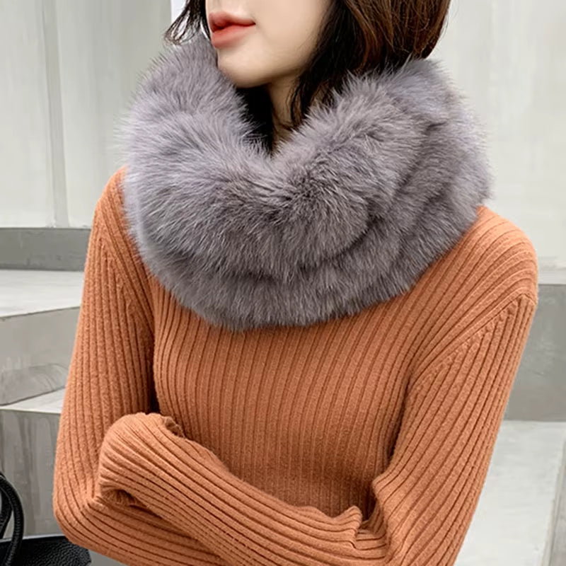 Fashion Winter Real Fox Fur Snood Scarf Women Genuine Fur round Scarves 2025 Hot Sale Ladies Scarfs Warm Neck Warmer Endness