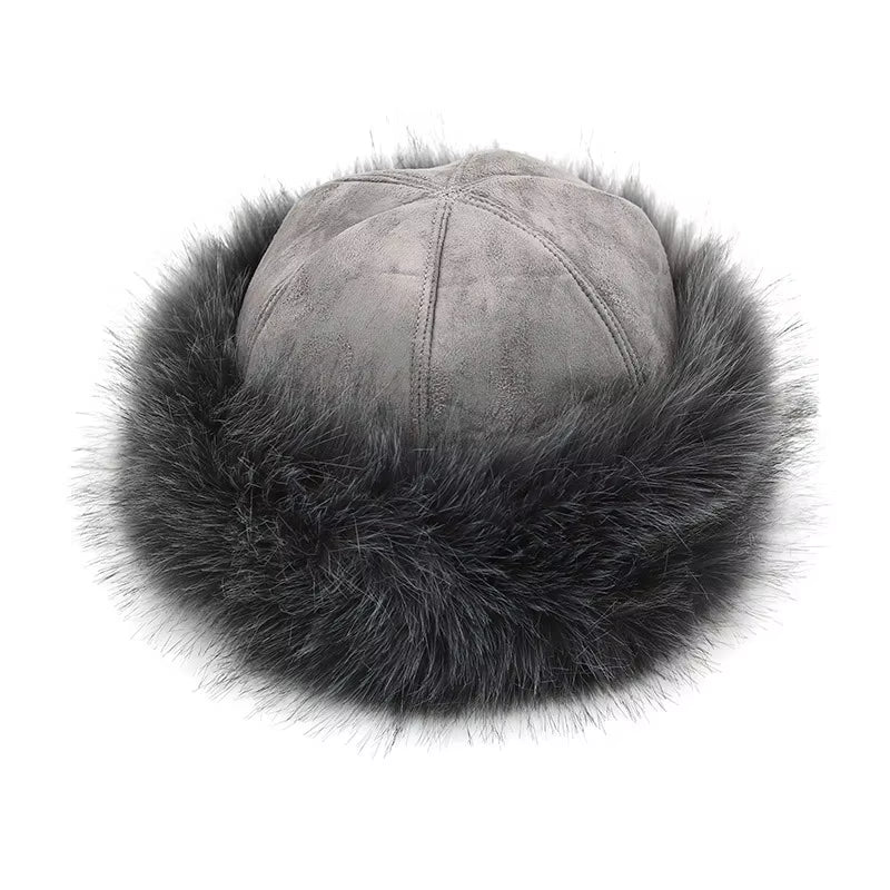 New Thick Warm Russian Hat Ladies Suede Bomber Hat Windproof Women Fur Hat Female Mongolia Cap Women Fox Fur Skullies Beanies